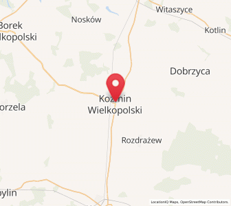 Map of Koźmin Wielkopolski, Greater Poland