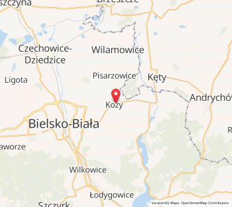 Map of Kozy, Silesia