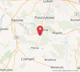 Map of Krosno, Greater Poland