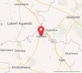 Map of Łanięta, Łódź Voivodeship