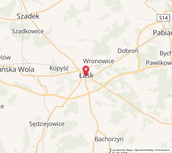 Map of Łask, Łódź Voivodeship