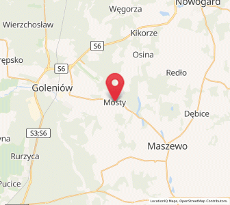 Map of Mosty, West Pomerania