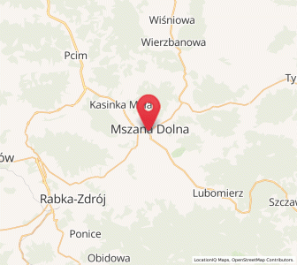 Map of Mszana Dolna, Lesser Poland