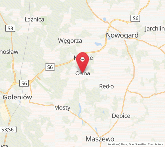 Map of Osina, West Pomerania