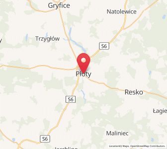 Map of Płoty, West Pomerania