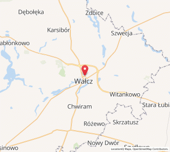 Map of Wałcz, West Pomerania