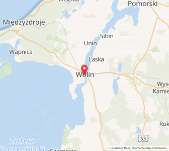 Map of Wolin, West Pomerania
