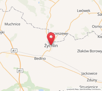 Map of Żychlin, Łódź Voivodeship