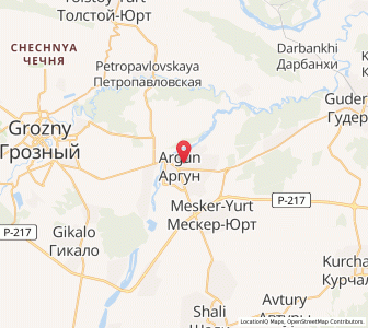 Map of Argoun, Chechnya