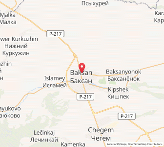Map of Baksan, Kabardino-Balkariya Republic