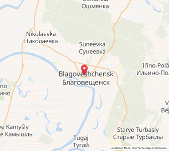 Map of Blagovechtchensk, Bashkortostan Republic