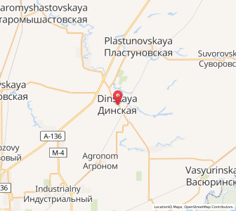 Map of Dinskaya, Krasnodar Krai