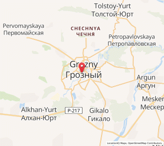 Map of Grozny, Chechnya