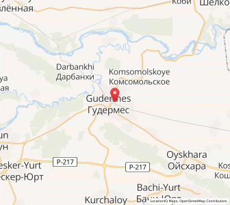 Map of Goudermes, Chechnya