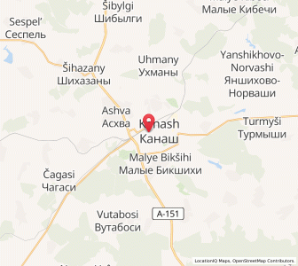 Map of Kanach, Chuvashia