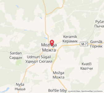 Map of Mozhga, Udmurtiya Republic