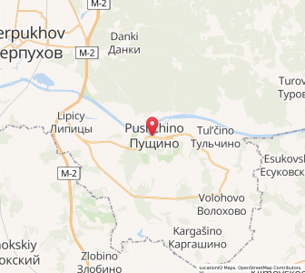 Map of Pouchtchino, Moscow Oblast
