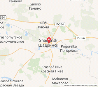 Map of Chadrinsk, Kurgan Oblast