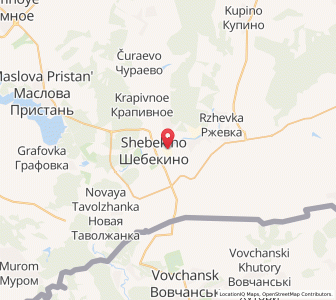 Map of Shebekino, Belgorod Oblast