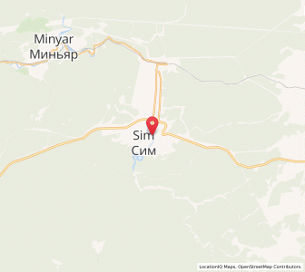 Map of Sim, Chelyabinsk