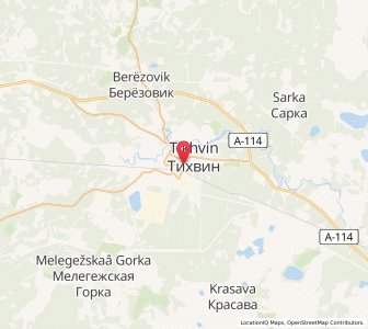 Map of Tikhvine, Leningradskaya Oblast'