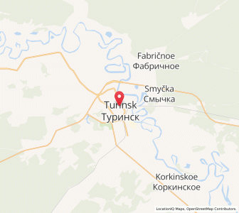 Map of Tourinsk, Sverdlovsk Oblast