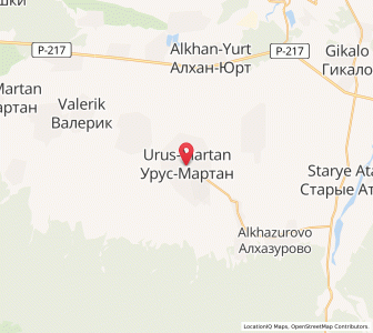 Map of Ourous-Martan, Chechnya