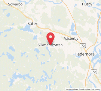 Map of Vikmanshyttan, Dalarna