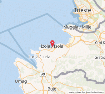 Map of Izola, Izola-Isola