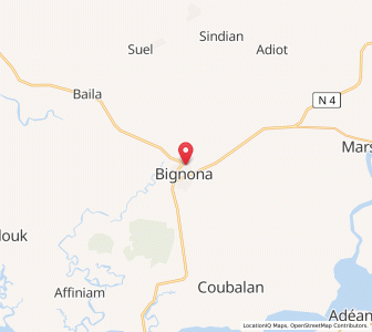 Map of Bignona, Ziguinchor