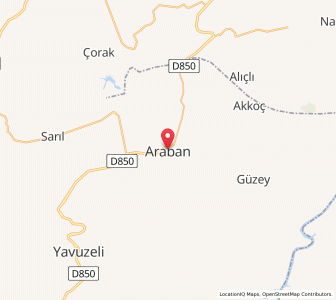 Map of Araban, Gaziantep