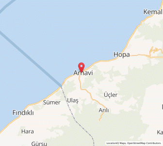 Map of Arhavi, Artvin