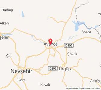 Map of Avanos, Nevşehir Province