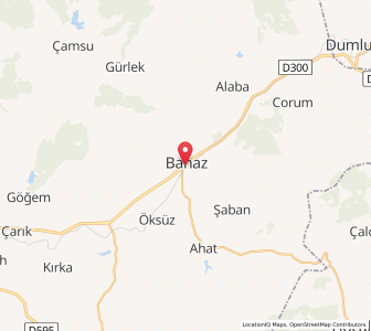 Map of Banaz, Uşak