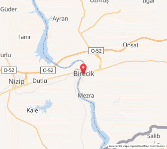 Map of Birecik, Şanlıurfa