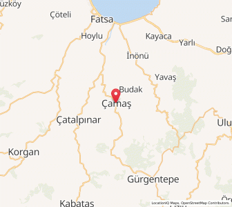 Map of Çamaş, Ordu
