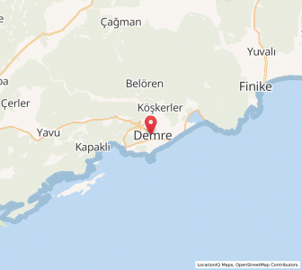 Map of Demre, Antalya