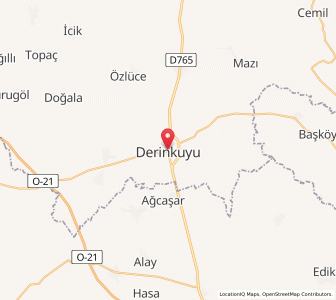 Map of Derinkuyu, Nevşehir Province
