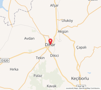 Map of Dinar, Afyonkarahisar Province