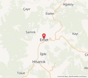 Map of Emet, Kütahya