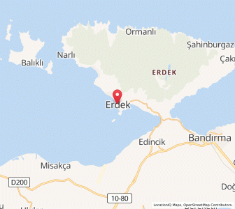 Map of Erdek, Balıkesir