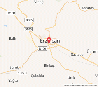 Map of Erzincan, Erzincan