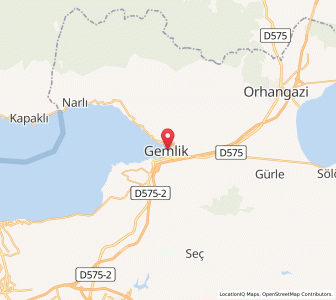 Map of Gemlik, Bursa Province