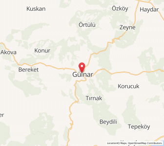Map of Gülnar, Mersin