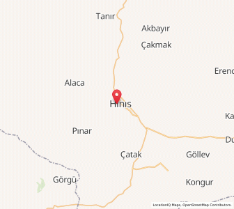 Map of Hınıs, Erzurum