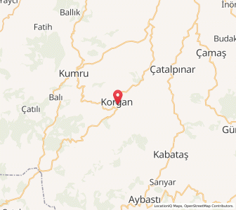 Map of Korgan, Ordu