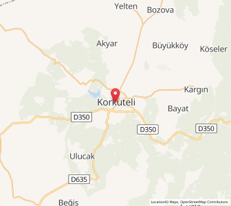 Map of Korkuteli, Antalya