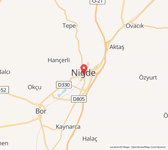 Map of Niğde, Niğde Province