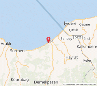 Map of Of, Trabzon