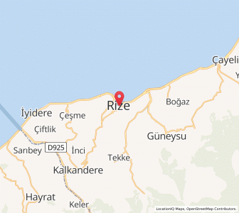 Map of Rize, Rize Province